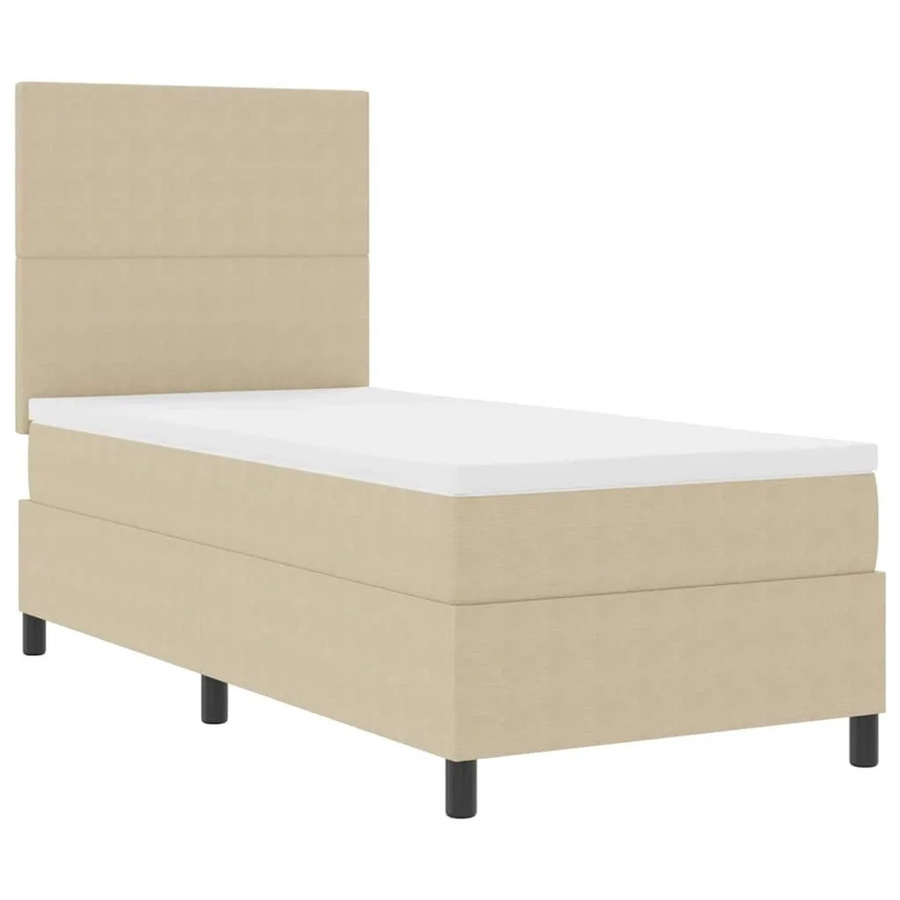 vidaXL Boxspringbett aus Cordstoff in Hellgrau und Weiß mit Taschenfederkern, B/T/H: 80 x 200 x 140 cm - Bild 1