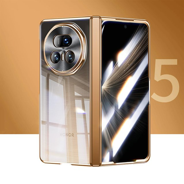 Honor Magic V5 Handyhülle mit luxuriöser Galvanisierung, transparentem Airbag-Schutz und schmutzabweisender Oberfläche in Orange - Bild 1