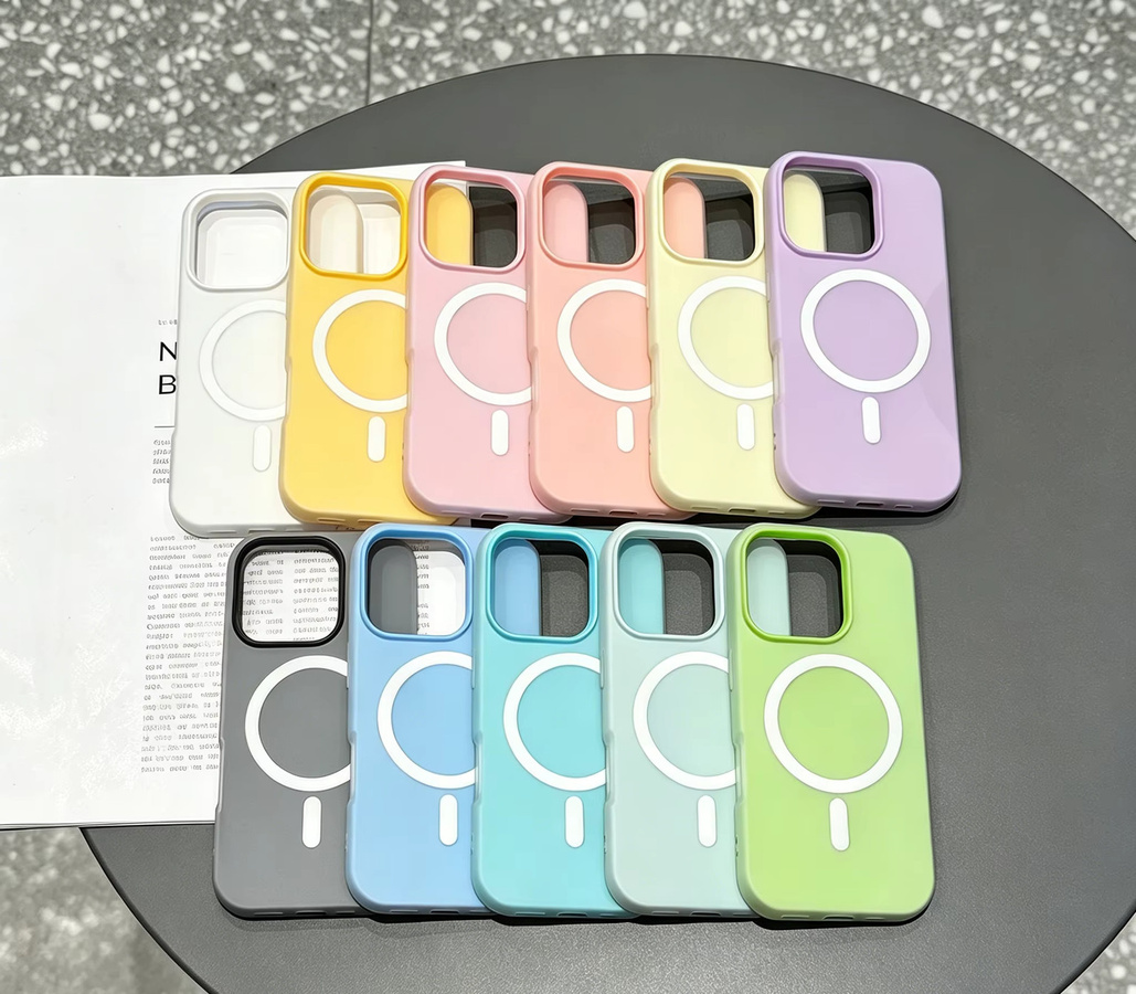 VOUVI Magnetische 2-in-1 Stoßfeste Hülle für iPhone in Pink mit kabelloser Ladefunktion - Bild 1
