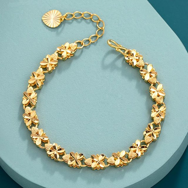 Glücksarmband 24 Karat Gold, Kleeblatt, Damen - Bild 1