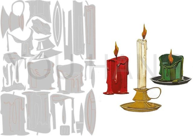 Metall-Stanzformen und Stempel für Weihnachtskerzen zum Scrapbooking und für DIY-Dekorationen in Multicolour - Bild 1