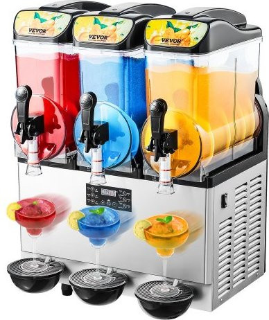 VEVOR Gewerbliche Slush Eis Maschine mit 3 Tanks aus Edelstahl in Silber, 45 L Slushie-Maker für Margarita und Smoothies - Bild 1