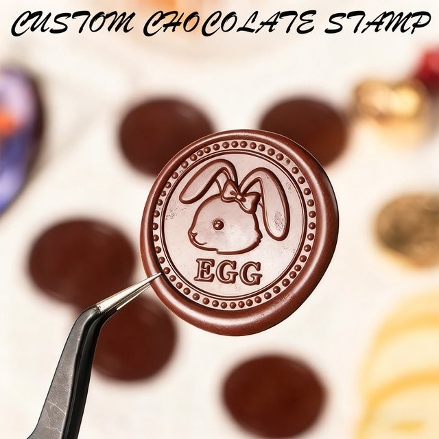Personalisierter Schokoladenstempel mit Hase und Ei für DIY Ostern Geschenke, Lebensmittelqualität, Braun - Bild 1