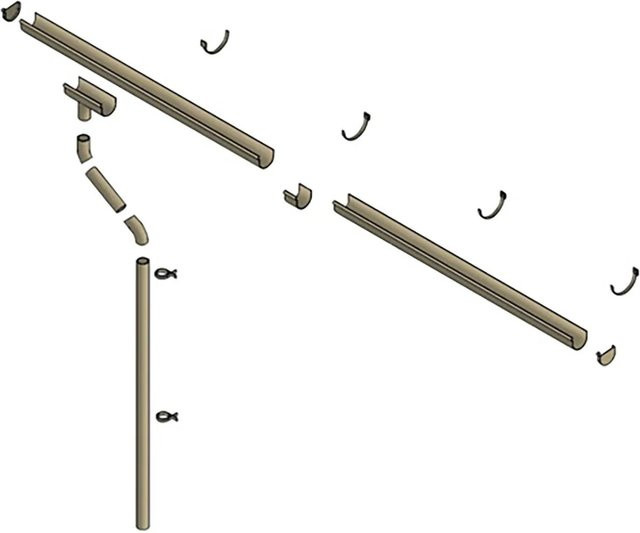 Skan Regenrinnen-Set Half Round aus PVC in Braun, Länge: 800 cm - Bild 1