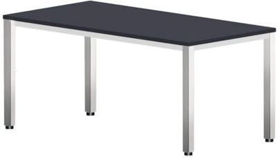 Schreibtisch Bexxstar in Schwarz/Chromsilber mit 4-Fuß Quadratrohr-Gestell, B: 160 cm, T: 80 cm, H: 74 cm - Bild 1