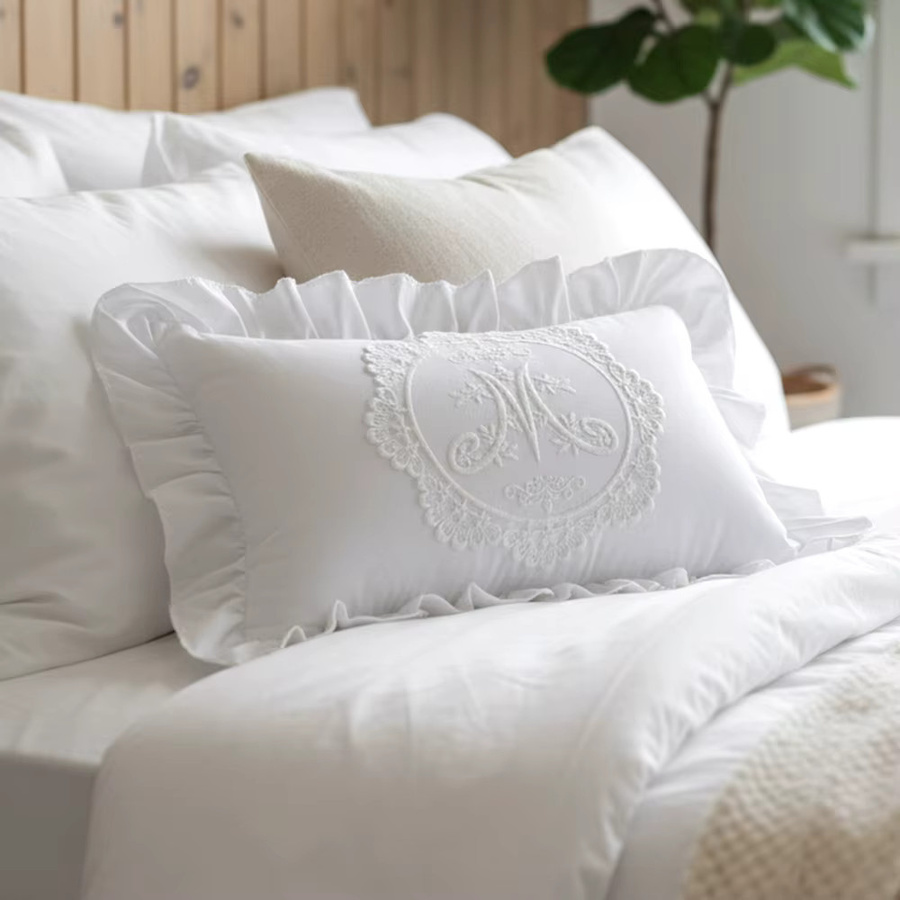 BUYNOW Kissenbezug mit Spitze in Weiß im französischen Stil für Sofa und Wohnzimmer, B/T/H: 30 x 30 cm - Bild 2