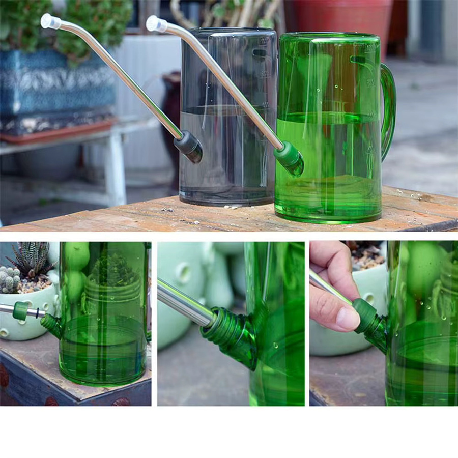 Vibratite Gießkanne aus Kunststoff mit langem Ausguss und Duschkopf, transparent/grün, 1,5 l - Bild 3