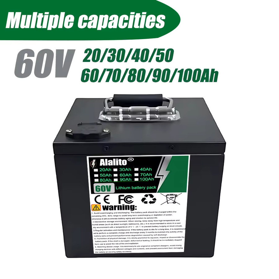 ALalito 18650 Lithium-Akkupack 60V 20Ah Schwarz für Motoren unter 3000W - Bild 2