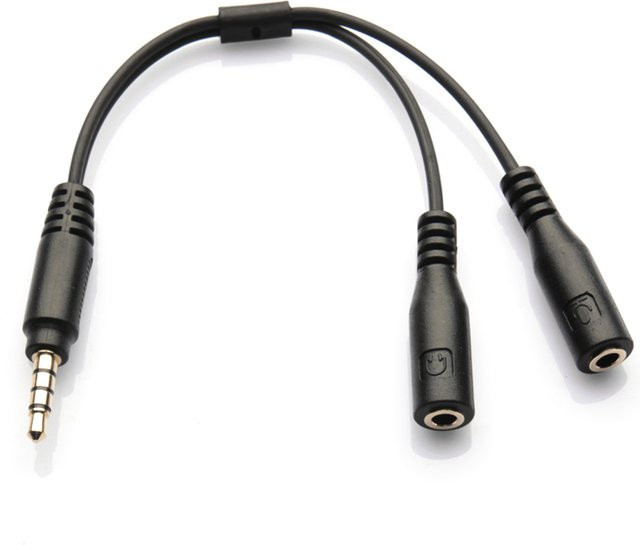 ALLOET Y-Splitter Adapter Kabel Schwarz mit 3,5mm Jack 1 TRRS Stecker auf 2 TRS Buchsen für Musik und Mikrofon Headset - Bild 1