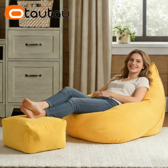 OTAUTAU Sitzsack-Lounger-Bezug aus weicher Baumwolle für Pouf Ottoman Chaise Lounge, Modell SF609 - Bild 1
