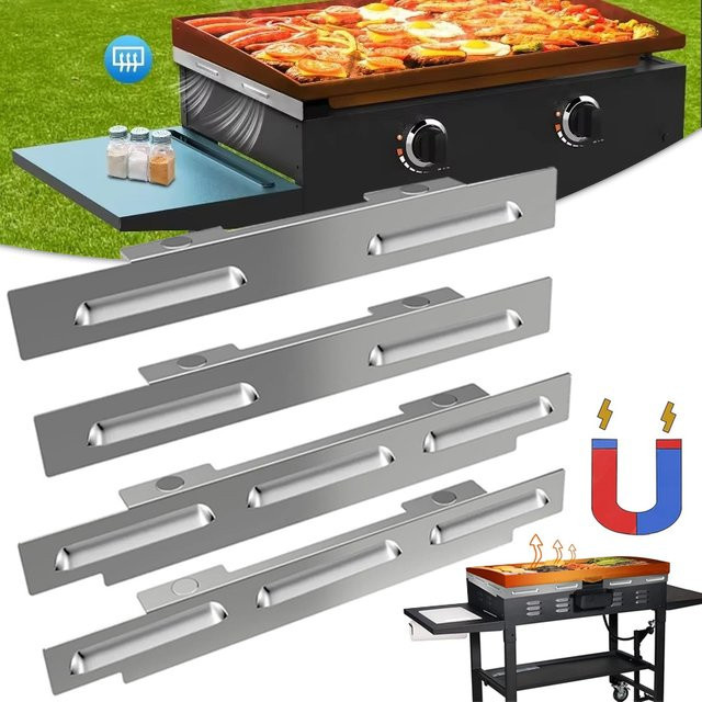 Magnetischer Windschutz aus Edelstahl für Blackstone Grillplatten in Silber, passend für 17, 22, 28 und 36 Zoll - Bild 1