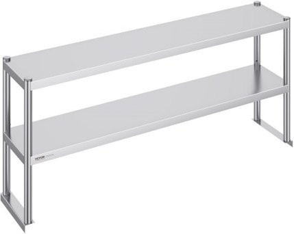 VEVOR Doppeltes Überregal aus Edelstahl in Silber, höhenverstellbares doppelstöckiges Überregal für Küche und Restaurant, B/T/H: 152,4 x 60,0 x 30,5 cm - Bild 1