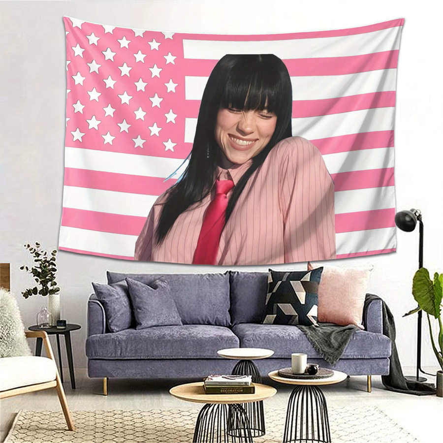 Billie Inspire Wandteppich mit Sternen und Streifen in Rosa und Weiß, Rechteckiges Textildesign - Bild 2
