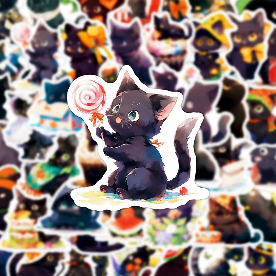 Rspctou Tier-Aufkleber Schwarze Katze, Cartoon-Aufkleber, 10 Stück - Bild 4