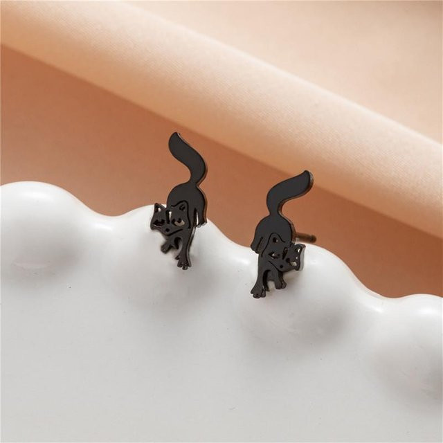 Ohrstecker Edelstahl, Waschbär, Fuchs, beige, Damen, Vintage - Bild 1