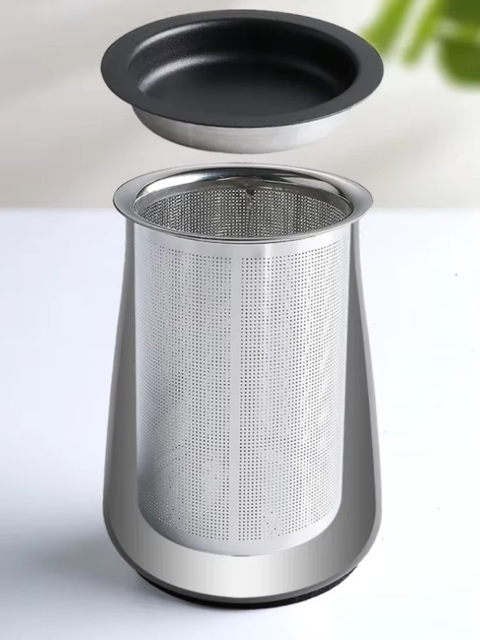 JUSTINLAU 3-in-1 Kaffeepulverfilter aus Edelstahl in Silber mit Sieb, Deckel und Pulverbecher - Bild 4
