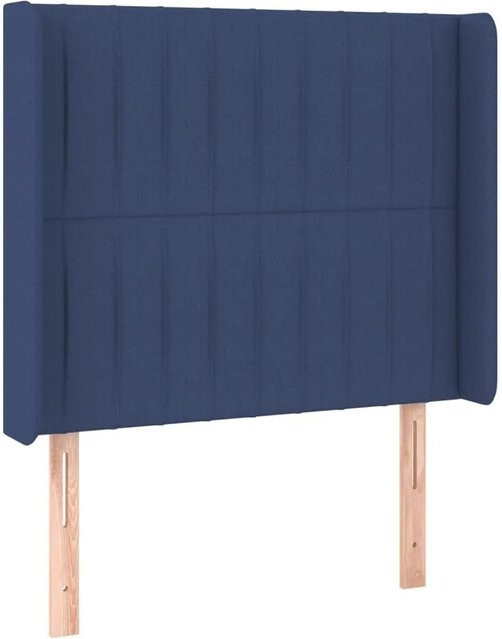 vidaXL Kopfteil mit Ohren in Blau, gepolstertes Stoff-Kopfteil, B: 103 cm, T: 16 cm, H: 118-128 cm - Bild 1