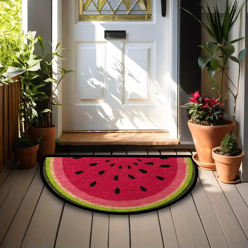 VIKAMA Wassermelonen Halbkreis-Fußmatte, rutschfeste Willkommensmatte für drinnen und draußen, Mehrfarbig, B: 60,0 cm, T: 40,0 cm - Bild 4