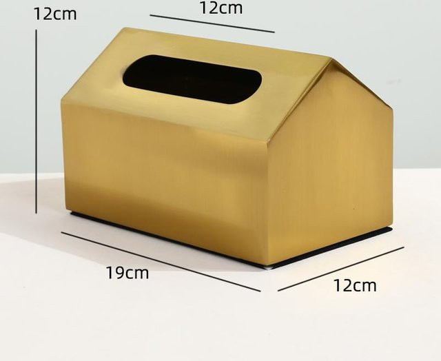 Moderne Taschentuchbox aus Metall in Gold mit geometrischem Design für deine Schreibtisch-Aufbewahrung - Bild 1