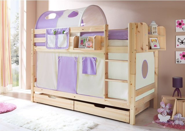 TiCAA Etagenbett Marcel aus Kiefer Natur Classic in Braun - Bild 1