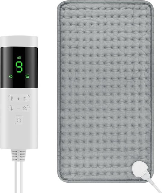 Yiran Health & Beauty Elektrische Heizdecke mit 9 Heizstufen, Waschbare Wärmematte aus Samt für Rücken, Bauch, Hand und Bein, Grau, B/T: 60 x 30 cm - Bild 1