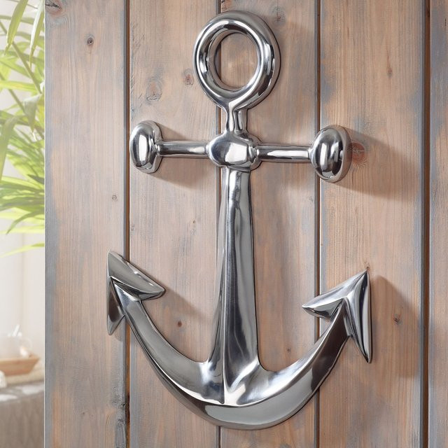 Finebuy Wanddeko Anker aus Aluminium in Silber, Maritim und Nautik, Breite: 62,5 cm, Höhe: 40 cm - Bild 1