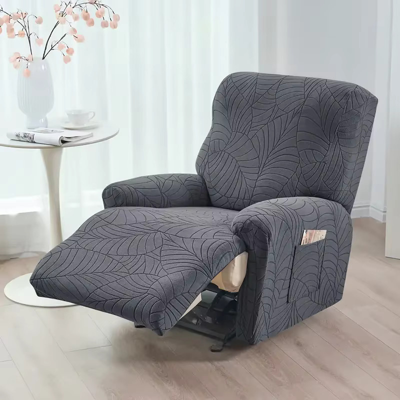 WANERQU Sesselüberzug für 1-Sitzer Split-Relaxsessel aus Jacquard-Stoff, grau, schmutzabweisend - Bild 3
