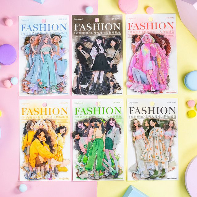 Yoofun 30er Set Kawaii Mädchen PET Aufkleber in Mehrfarbig für DIY Scrapbooking und kreative Schreibwaren - Bild 1