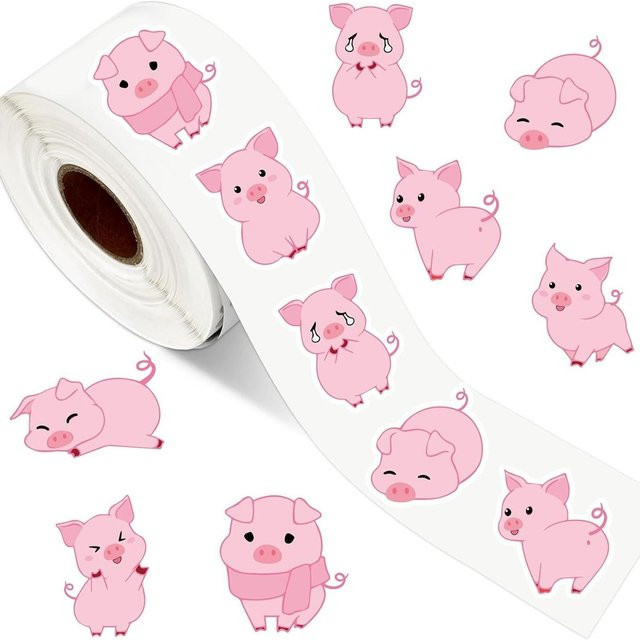 Binchi Outdoor Product Motivationsaufkleber Rosa Schwein für Lehrer und Schüler, 500 Stück - Bild 1