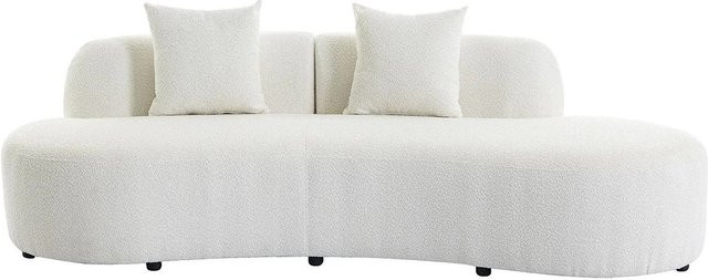 Vente-unique Sofa Basiliana in Weiß mit Bouclé-Stoff, Breite: 230 cm - Bild 1