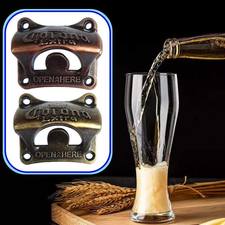 Retro Wand-Bieröffner aus Metall in Bronze und Braun für Bar und Küche - Bild 6