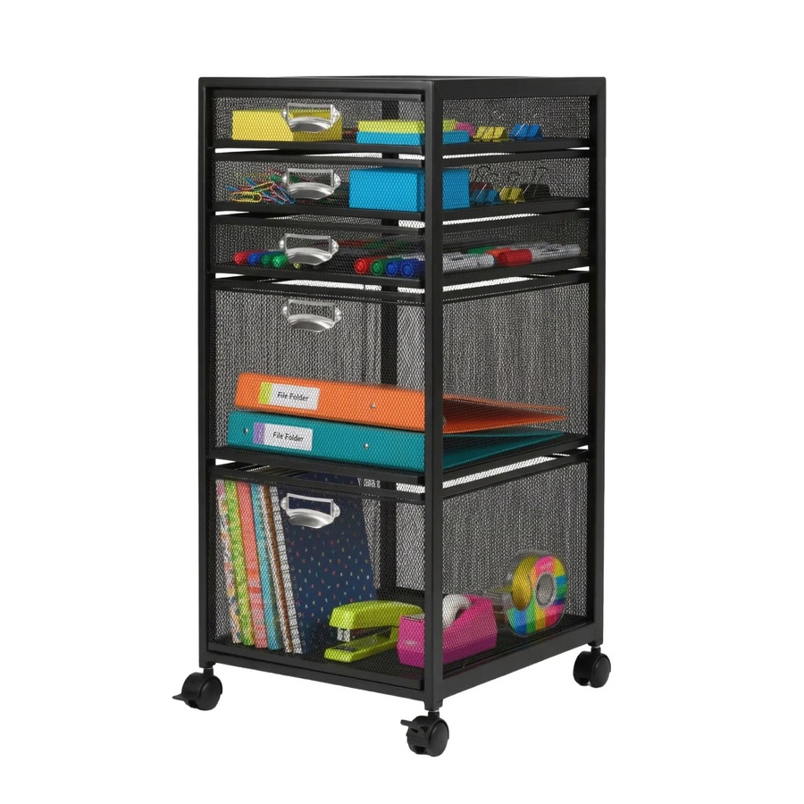 Relaxdays Rollcontainer aus Stahl in Schwarz mit 5 Schubladen im Mesh-Design, B/T/H: 59 x 27,5 x 35 cm - Bild 2