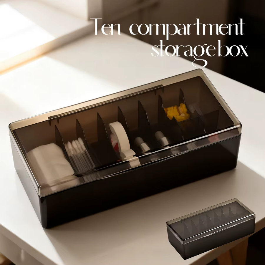 Weiße 10-Gitter-Aufbewahrungsbox aus Kunststoff als Bastel-Organizer und Behälter für Nagelzubehör und Beauty-Professionals - Bild 2