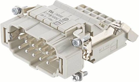 HARTING Stifteinsatz 09330104635 mit 10 Schrauben aus Kunststoff in Beige und Grau - Bild 1