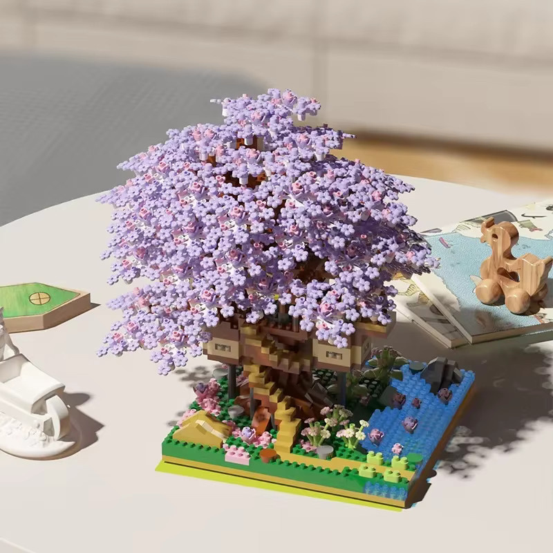 CONUSEA Mini Sakura Baum Haus Bausteine, mit Lichtern, Bunt / Mehrfarbig - Bild 4