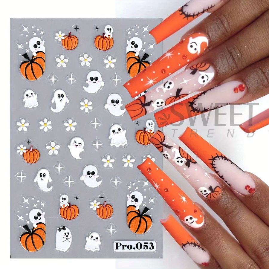 SWEET TREND Nagelaufkleber Halloween Geist Kürbis Matt, 4 Stück, Unisex - Bild 2