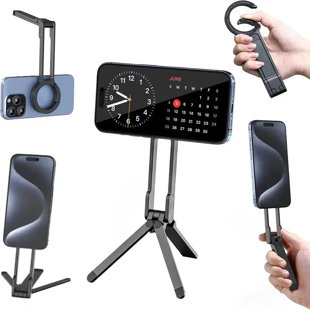 XMSJ 3-in-1 Magnetisches Stativ mit 360 Grad Einstellbarkeit, Faltbarer Tragbarer Autotelefonhalter aus ABS mit 1/4 Zoll Anschluss in Schwarz oder Silber - Bild 1