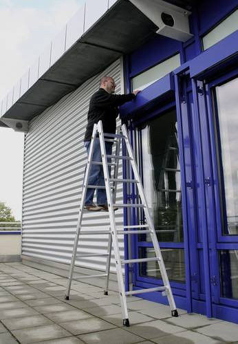 MUNK Aluminium Stufen-Doppelleiter Silber mit 9 Sprossen und 3,8 m Arbeitshöhe - Bild 1