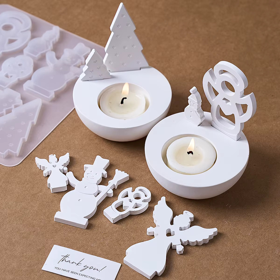 UDOCOOL Silikonform für runde Kerzenhalter und Gipsfiguren zur Weihnachtsdekoration in Weiß - Bild 4