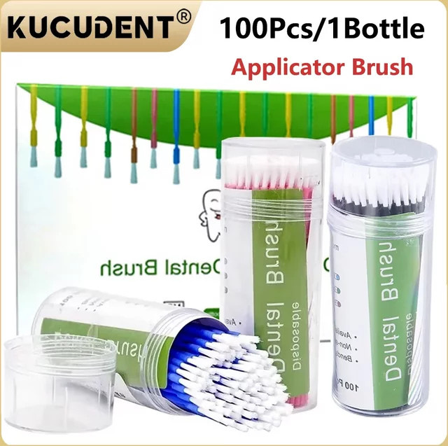KUCUDENT Einweg Micro Pinsel, 100 Stück, Lange Biegsame Make-up Reiniger - Bild 1