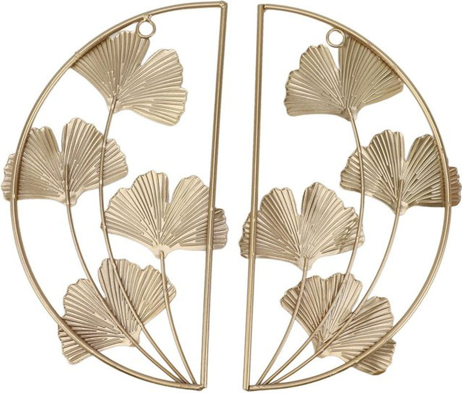 CosyHome Wandbehang Ginkgoblatt aus Metall in Gold als florale Wandskulptur für dein Wohnzimmer - Bild 1