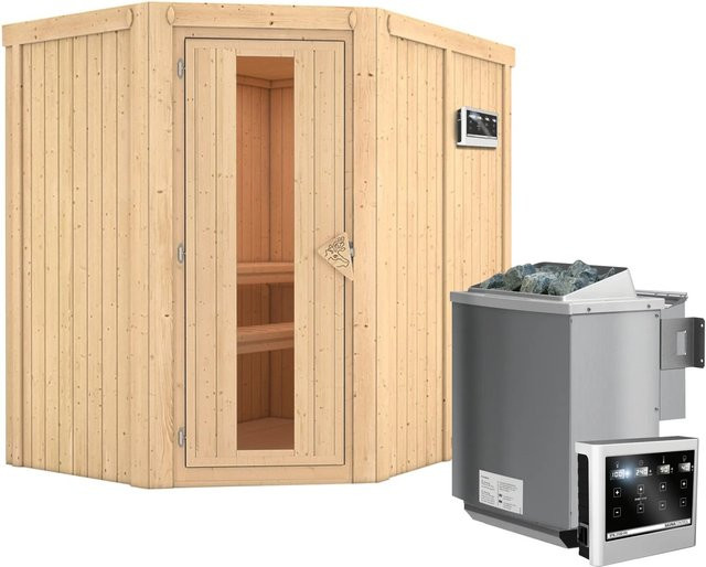 Karibu Sauna CARIN mit 9,0 kW BioKombiofen, Steuergerät und Energiespartür, B/T/H: 198 x 151 x 151 cm - Bild 1