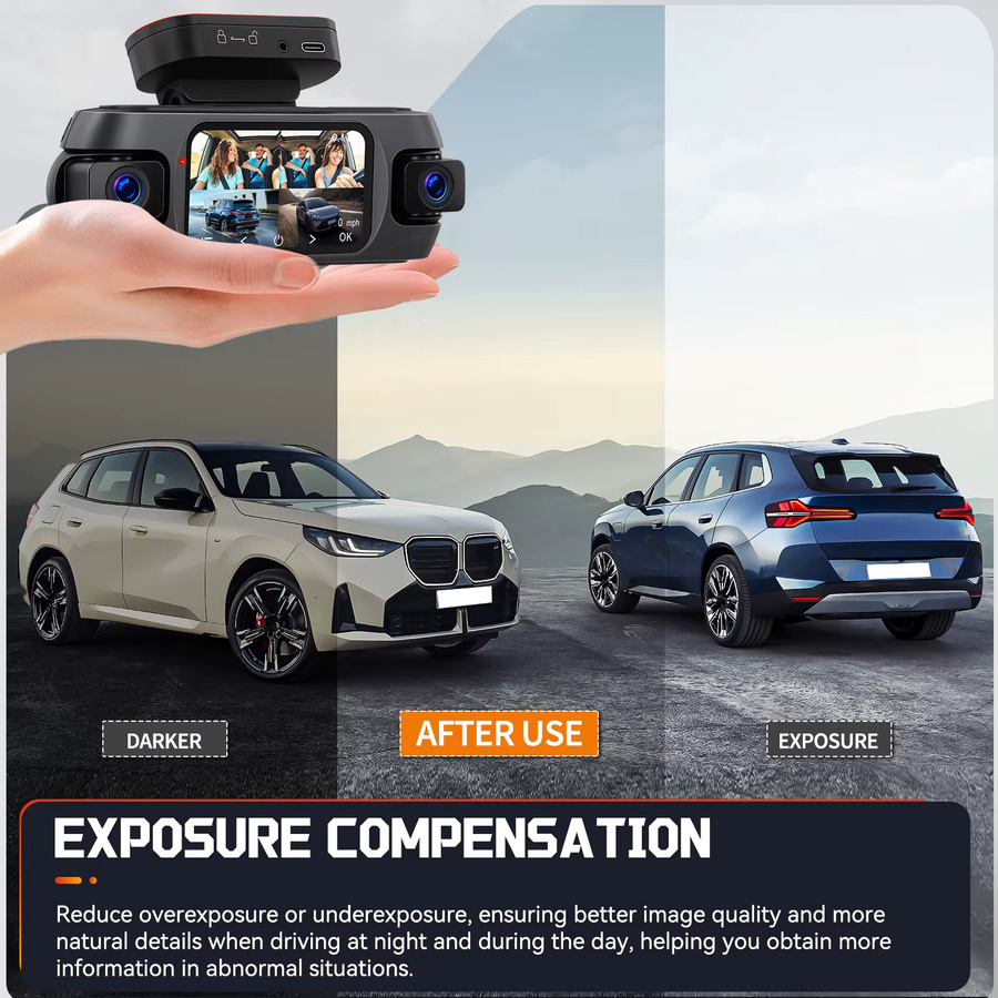 Podofo 4-Kanal Auto-Dashcam mit 1080P Full HD, 360-Grad Aufnahmen und Nachtsicht, 4-Kamera-System als Auto-Blackbox inklusive Front-, Seiten- und Rückfahrkamera, Schwarz - Bild 4