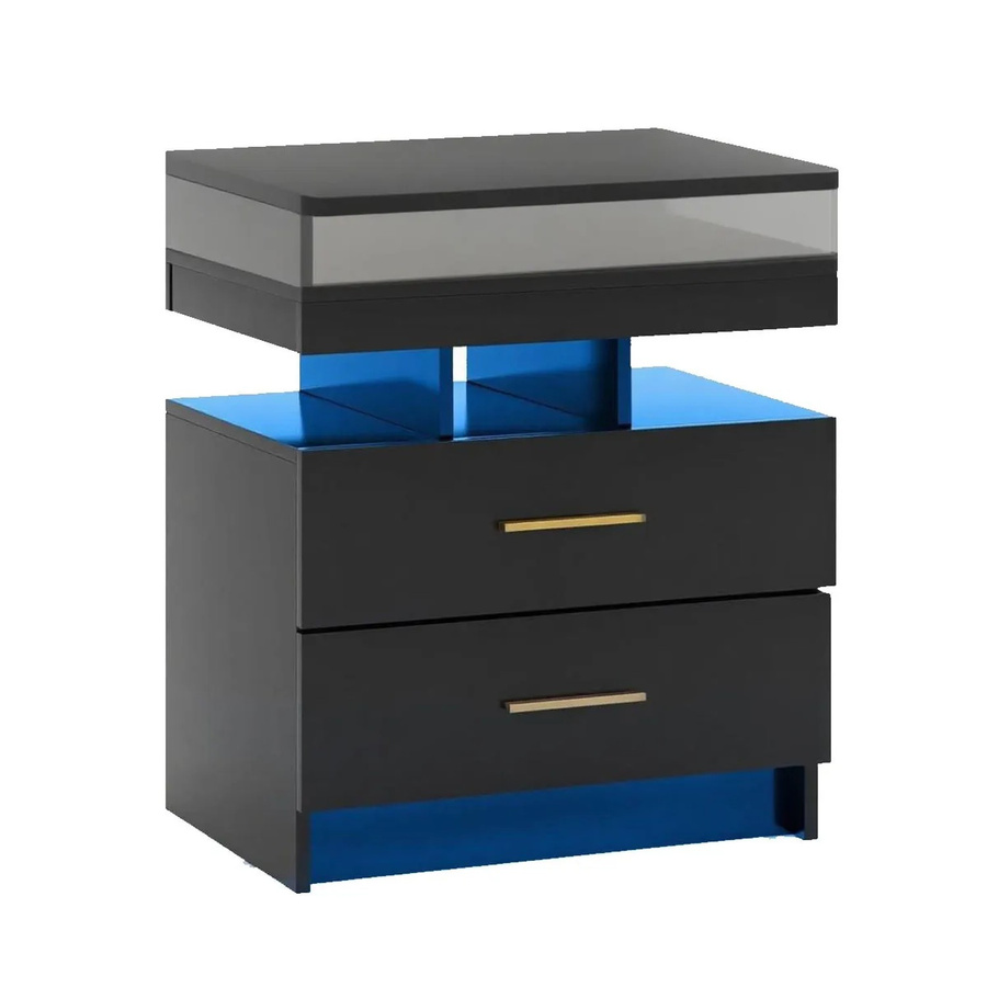 Costway Nachttisch mit LED-Beleuchtung in Schwarz, B/T/H: 50 x 40 x 58 cm - Bild 2