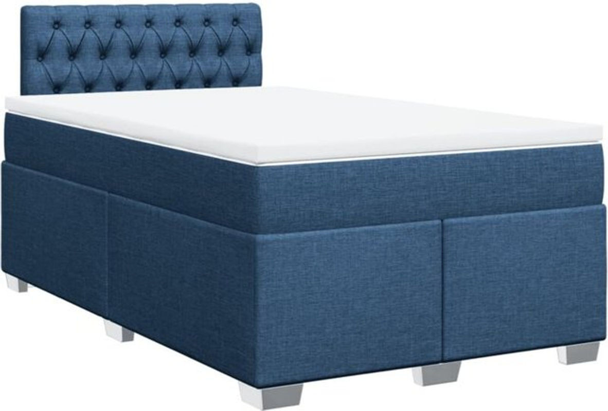 vidaxl Boxspringbett mit Matratze aus Stoff in Blau, B/T/H: 120 x 200 x 100,5 cm - Bild 1