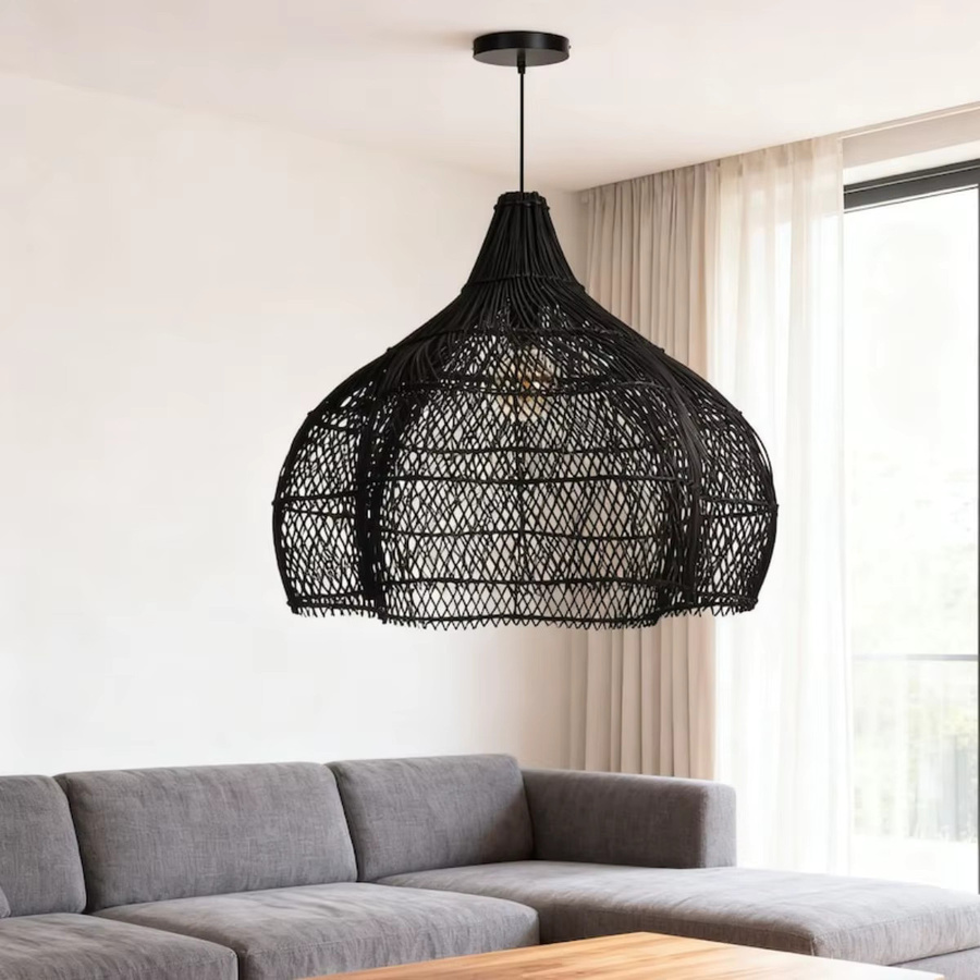 JOYINLED Moderne japanische Pendelleuchte aus handgemachtem Rattan-Korbgeflecht - Bild 3