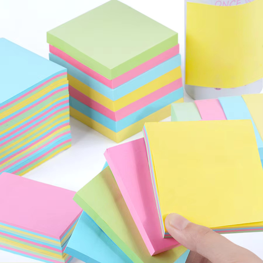 XJM Haftnotizen Multicolor, 100 Stück selbstklebendes quadratisches Memo-Notizpapier für Büro und Studium - Bild 1