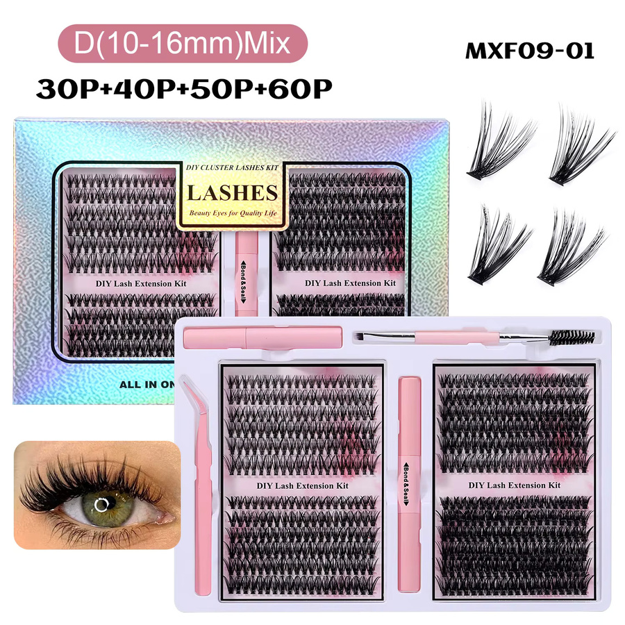 Goodobe DIY Wimpernverlängerung Set mit Wimpernbüscheln, Unisex - Bild 2