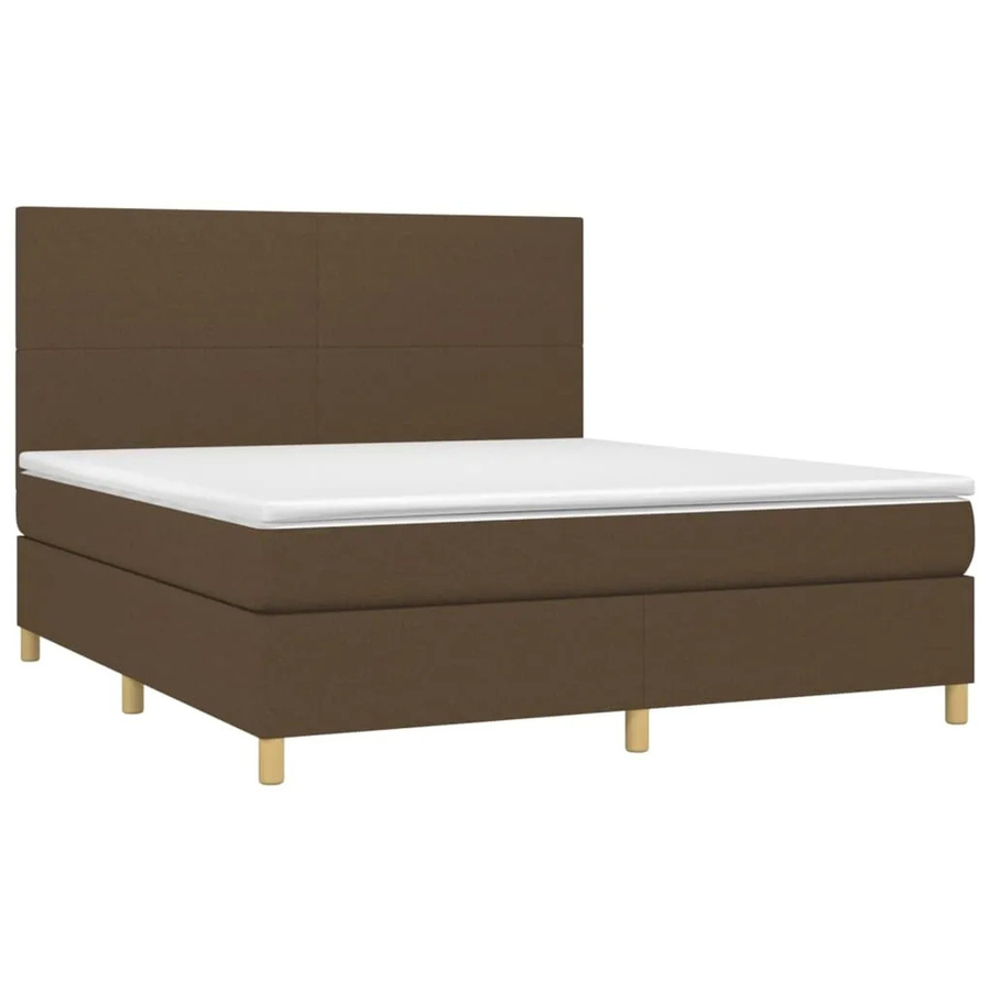 vidaXL Boxspringbett mit Matratze in Dunkelbraun, Hybridbett mit LED-Unterbettbeleuchtung und USB-Ladeport, B/T/H: 180 x 200 x 128 cm - Bild 2