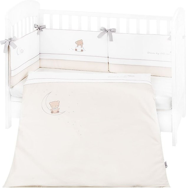 Kikkaboo Babybettwäsche Set Dream Big 3-teilig aus 100% Baumwolle in Beige mit Bettdecke und Nestchen für Betten der Größe 70 x 140 cm, Decke: 95 x 135 cm - Bild 1